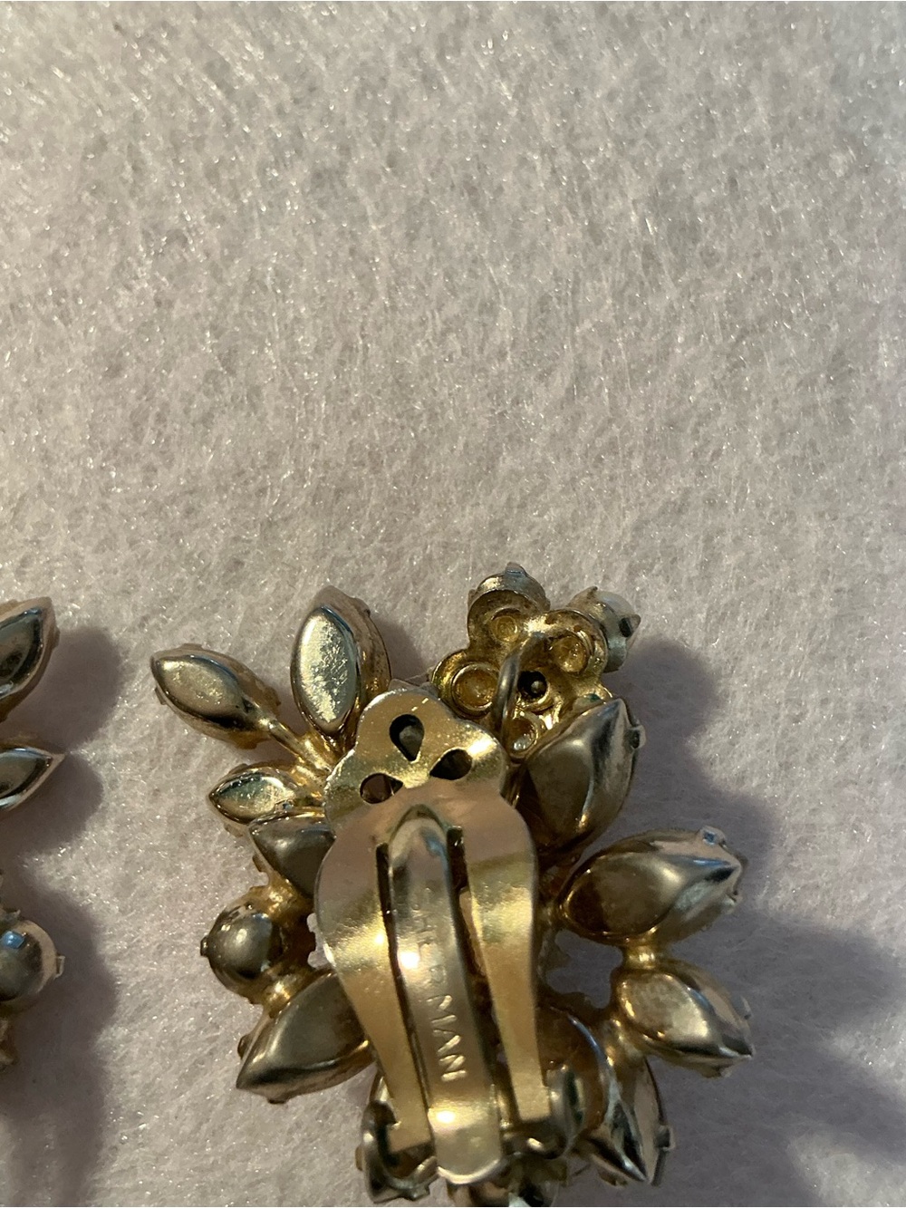2234 - Sherman Iridescent Crystal and Pearl Floral Clip-On Earrings - Gold Tone - Picture 11 of 11